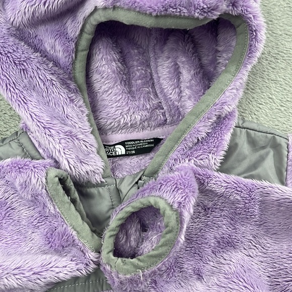 The North Face 2T Purple Gray Sherpa Fleece Full Zip Windbreaker Shacket - Picture 5 of 10